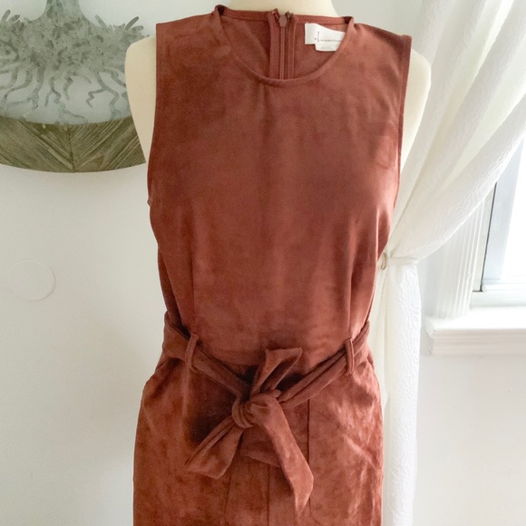 NEW ANTHROPOLOGIE Faux Suede Jumpsuit Chestnut - Picture 5 of 8